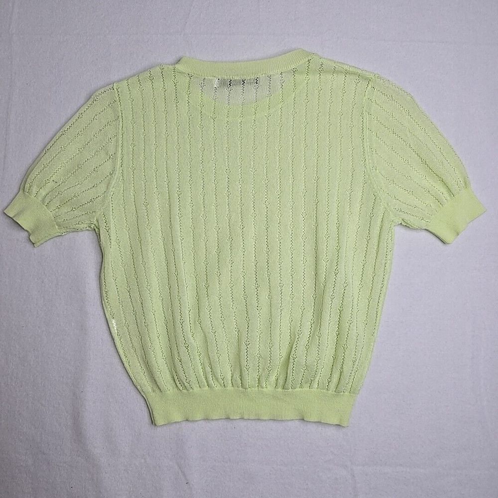 Zara Womens S Lightweight Lime Green Lace Accent Sweater Top Small FINE‎ KNIT - Picture 8 of 9